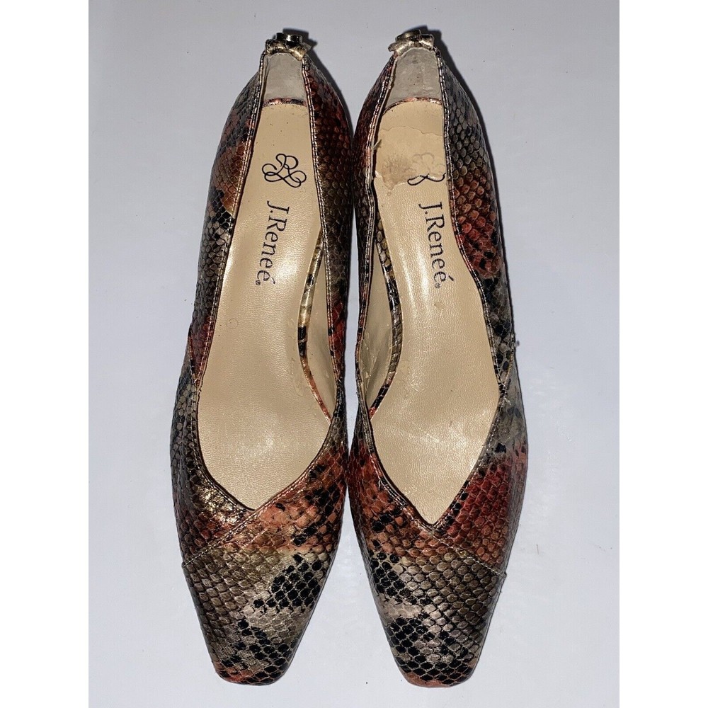 J. Renee Women’s Fatemeh Size 7M Snake Skin Multi Print Block Pumps